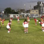 jugadoras calentando