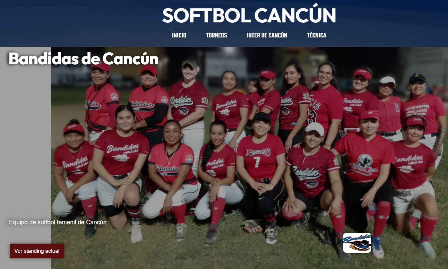 Ejemplo página web de equipo — Bandidas de Cancún en softbolcancun.com